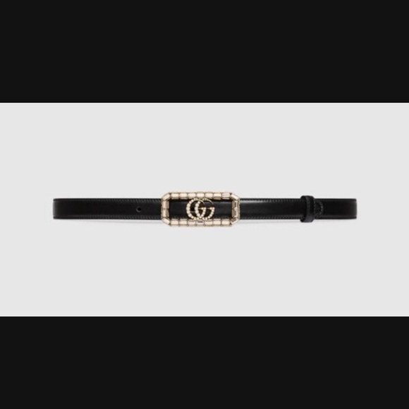 Gucci Black Belt with Gold crystals Buckle - Picture 1 of 3